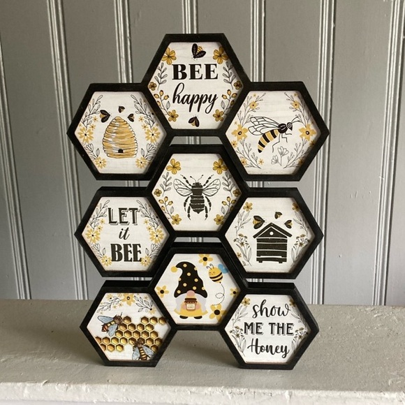 NWT- Black Wooden- Hexagonal- LET IT BEE 🍯🐝 Decoration Sign - Picture 14 of 14